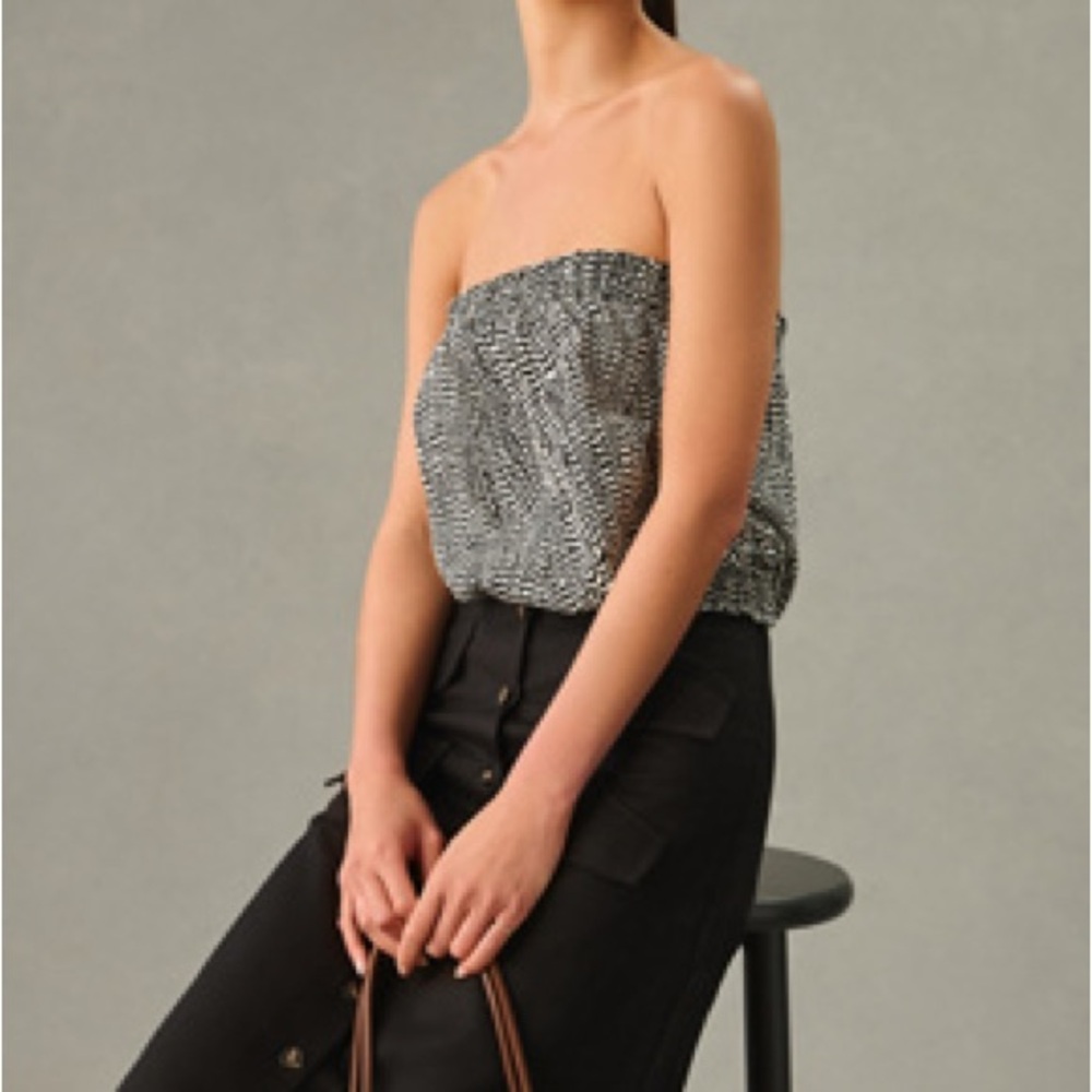 VEUC BY ANTHROPOLOGIE STRAPLESS SMOCKED BUBBLE TOP